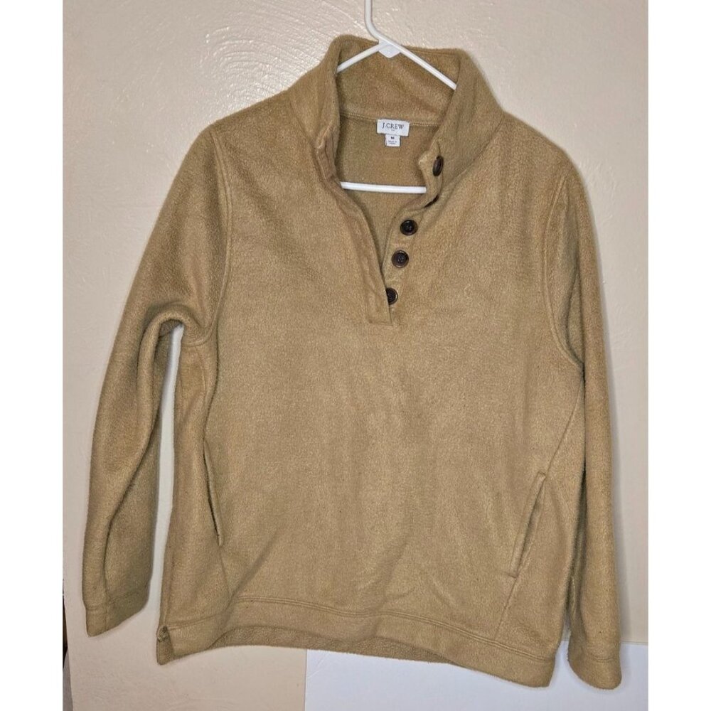 J.Crew Ladies Classic Sherpa Henley Pullover Top With Pockets Size Medium